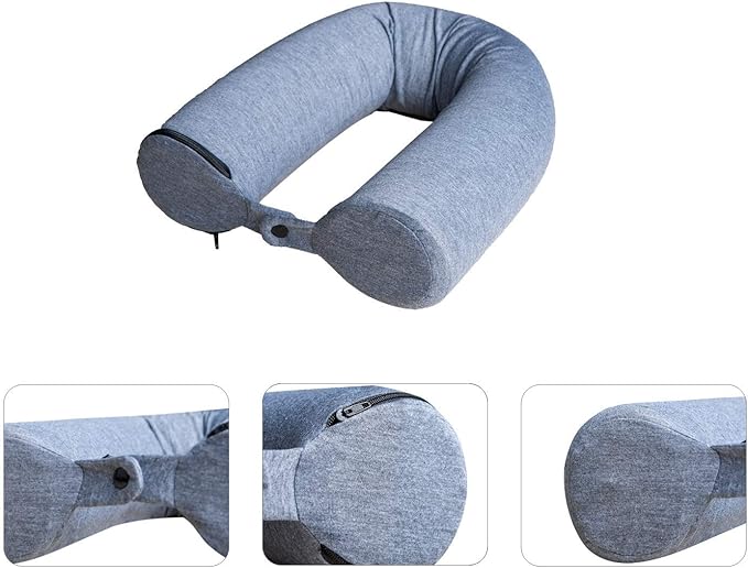 Twist Memory Foam Pillow, Adjustable, Bendable Roll Pillow, Travel Pillow on Airplanes, Bus and Train, Great for Neck, Chin, Lumbar and Leg Support, 1 Pack, Grey