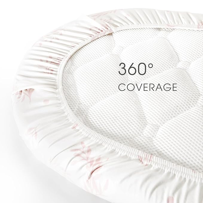 Stretch Ultra Soft Fitted Bassinet Sheet Set 2 Pack, Universal Fit for Bassinets Baby Cradle Moses Basket Oval Rectangle Mattress Safe and Snug, Beautiful Flowers and Insects Pattern for Baby Girls