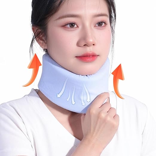 Neck Brace Soft Adjustable Neck Support Brace for Sleeping, Neck Pain and Support, Keep Vertebrae Stable and Aligned, Relief Spine Pressure, for Women & Men, Light blue (Light blue, L)