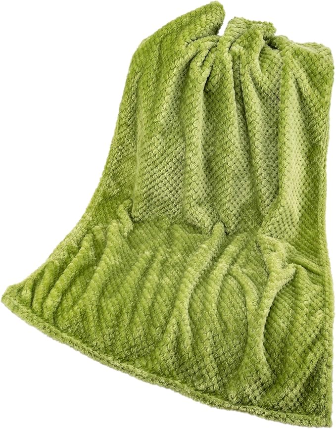 Fuzzy Blanket or Fluffy Blanket for Baby, Soft Warm Cozy Coral Fleece Toddler, Infant or Newborn Receiving Blanket for Crib, Stroller, Travel, Decorative (28Wx40L, XS-Avocado)