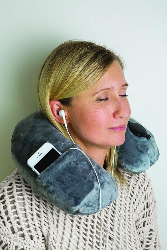 Travelon Deluxe Pillow, Gray, INFLATED 15 x 5 x 4 DEFLATED 17.25 x 5.25