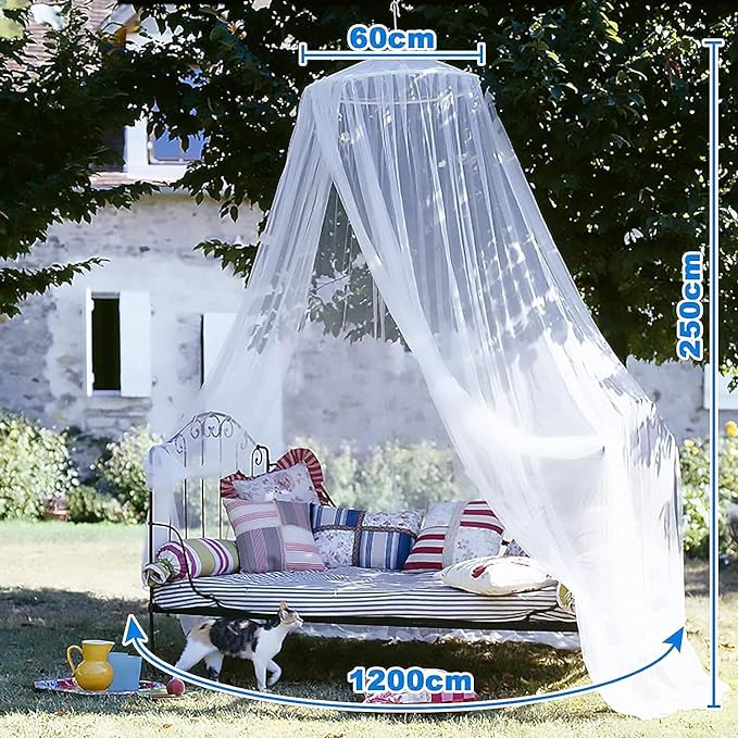dix-rainbow Mosquito Net Bed Canopy,Elegant King/Queen Size Canopy Bed Curtains for Girls,Stylish Dome Mosquito Netting Bed Tent, Decor for Baby Cribs, Kid Beds, and Adult Beds(White)
