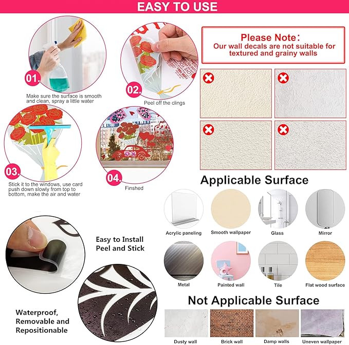 Pink Cherry Blossom Wall Decals, Dancing Ballet Girl Wall Stickers, Flower and Tree Branch Wall Decor, Removable Vinyl Wall Decor Mural Art for Baby Nursery Bedroom & Living Room Sofa TV Backdrop Decoration