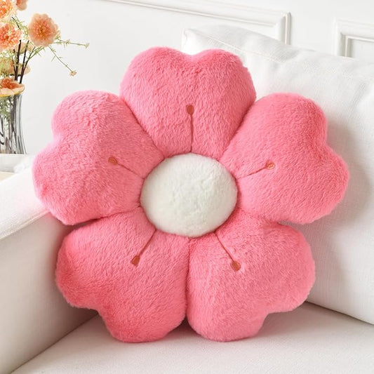 Flower Pillow, Flower Shaped Pillow Decorative Throw Pillows for Bed Couch, Cute Daisy Pillow Dorm Decor Floor Seating Cushion (Hot Pink, 15 Inches)