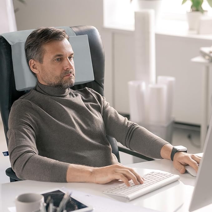 MABOZOO Head Pillow for Recliner Chair with Pocket,Headrest Cushion for Neck Pain Relief and Cervical Support,Recliner Head Pillow for Travel Home Recliner Sofa Armchair(Grey)