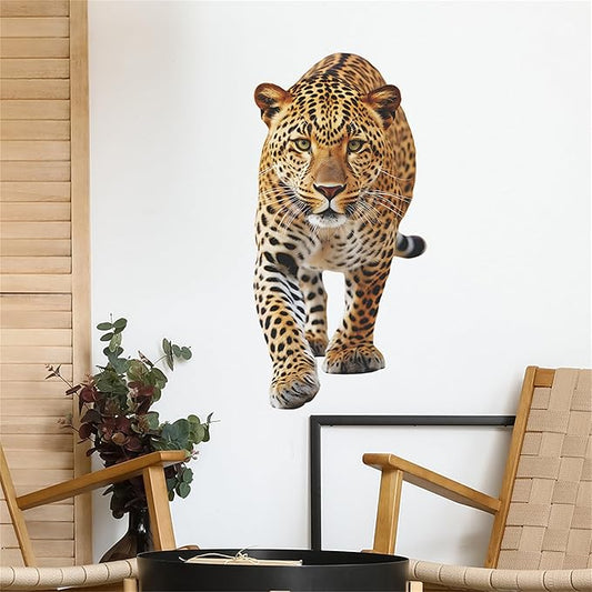 Lifelike Cheetah Wall Decal 3D Animals Wall Sticker Safari Wall Decor for Nursery Kid'sroom School Classroom Livingroom Bedroom Bathroom Decoration (Lifelike Cheetah)