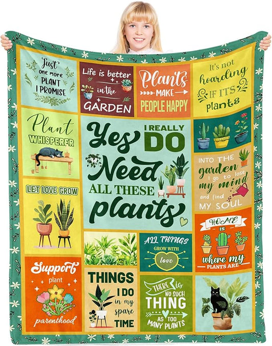 Gardening Gifts for Women, Plant Gifts Blanket, Plant Gifts for Plant Lovers, Gifts for Gardeners Woman, Blanket for Plant Lover Mom Aunt Grandma Daughter Mothers Day Christmas 40x50 Inch