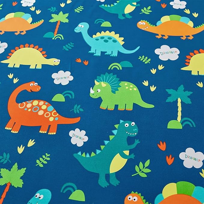 RYNGHIPY Kids Dinosaur Sheets Set for Boys Soft Microfiber Dino Sheets for Twin Size Bed Deep Pocket Fitted Sheet Flat Sheet and Pillowcase (Blue Dinosaur,Full)