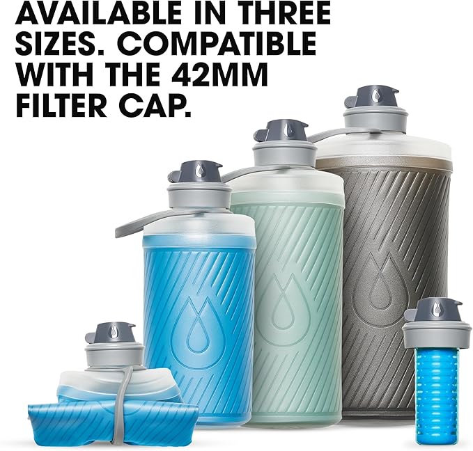 Hydrapak Flux - Collapsible Backpacking Water Bottle (750 ml) - BPA Free, Ultra Light, Spill-Proof Twist Cap - Mammoth Grey