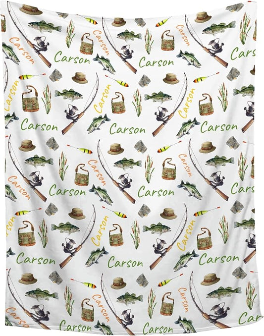 Custom Fishing Blankets and Throws,Fishing Gifts, Gifts for Fisherman,Custom Fish Blankets Fishing Gift for Man, Fish Hunter Gifts Throw Blanket, Fathers Day Fishing Gifts for Men,Baby Size-30"x40"