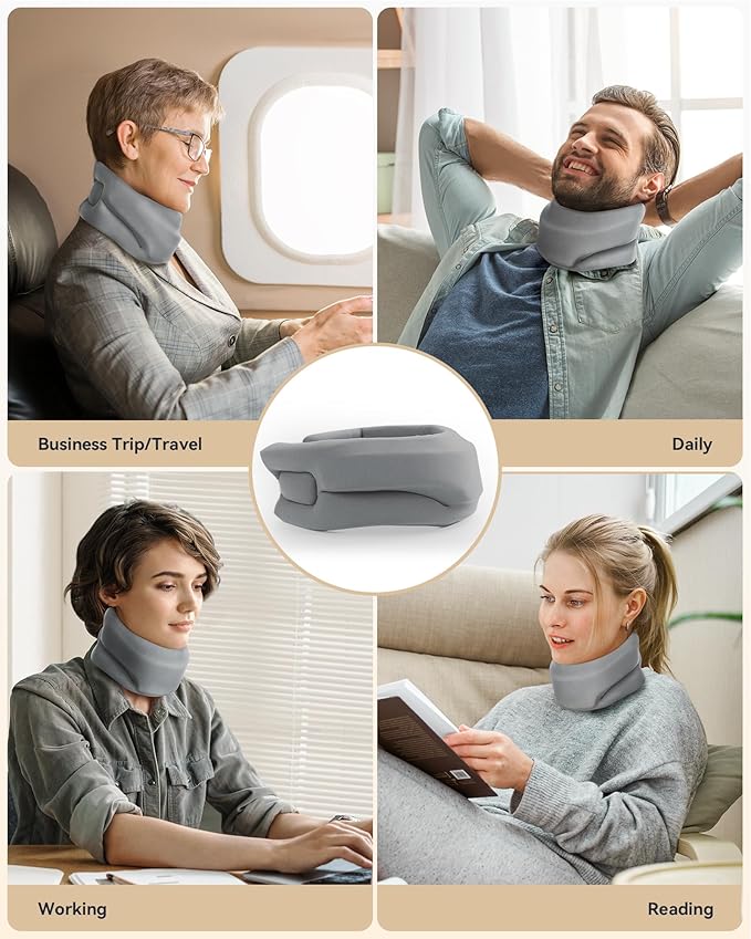 Neck Brace Cervical Collar - Neck Support Brace for Sleeping, Soft Foam Wraps Keep Vertebrae Stable and Aligned for Relief of Cervical Spine Pressure for Women & Men, (15.8-18.1 Inch) Grey