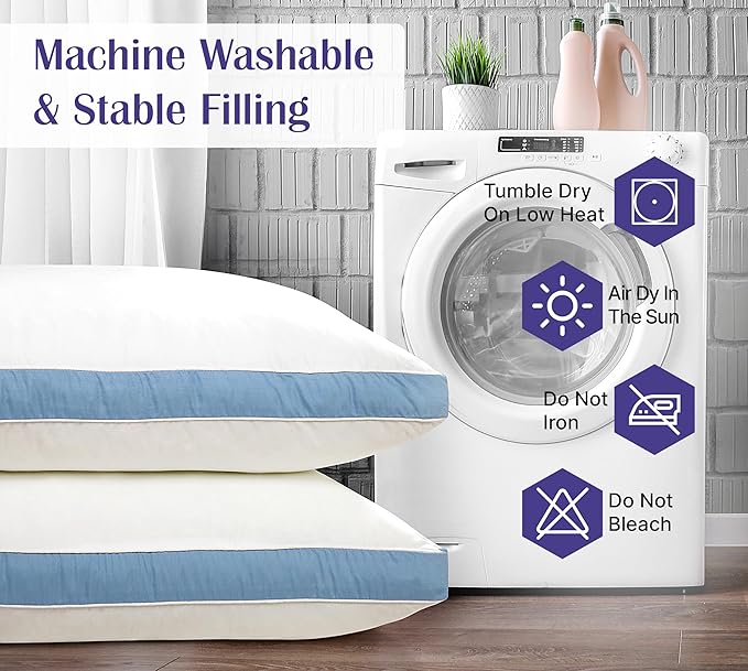 ROYALE LINENS Pillows King Size Set of 2 -Bed Pillows for Sleeping - Cooling Pillow for Back, Stomach or Side Sleepers - Down Alternative King Gusseted Pillows -Hotel Quality (20x40 Inches, Pack of 2)