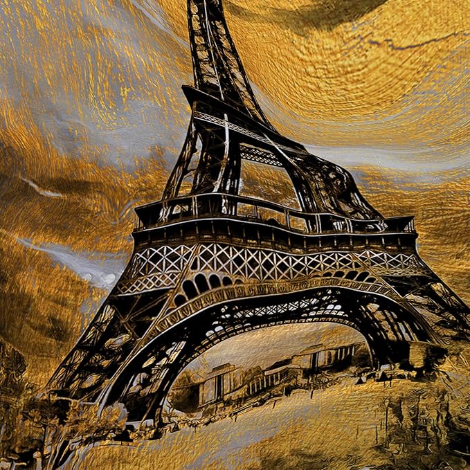 AILONEN Eiffel Tower Shower Curtain,Afterglow Tower Bathroom Fabric Shower Curtain for Boys Kids Teens, 48" W*72" H Vintage Orange & Black Style Paris Tower Bathroom Decor