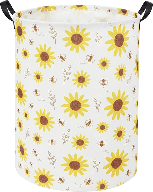 Sunflower Kids Laundry Basket Baby Hamper Sunflower Toy Storage Bin for Boys Room Decor Baby Nursery Hamper Gift Baskets for Bedroom Bathroom(Sunflower)