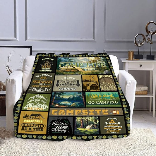 Camping Gifts, Camping Blanket, Camping Gifts for Women, Camping Lovers Gift, Camping Stuff, Camping Essentials for Women, Camping Decor for Camper, Outdoors, RV Travel 40X50 in