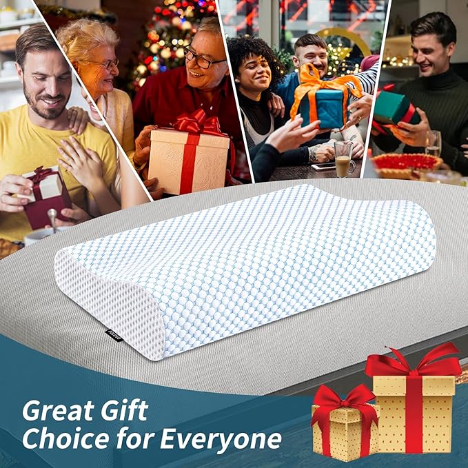 Memory Foam Pillows Neck Pillow for Pain Relief, Ergonomic Cervical Pillow Neck Shoulder Support Bed Pillow for Side Back Stomach Sleeper, Orthopedic Contour Pillow for Sleeping