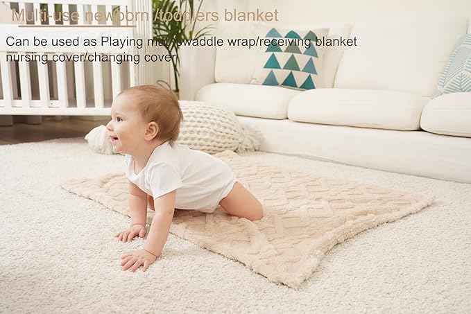 Sherpa Baby Blanket for Girls Toddlers Fleece Fluffy Fuzzy Blanket for Baby,Soft Warm Cozy Fleece Blanket,Receiving Blanket for Infant Newborn (beige, 30 * 40, rhombus twist)