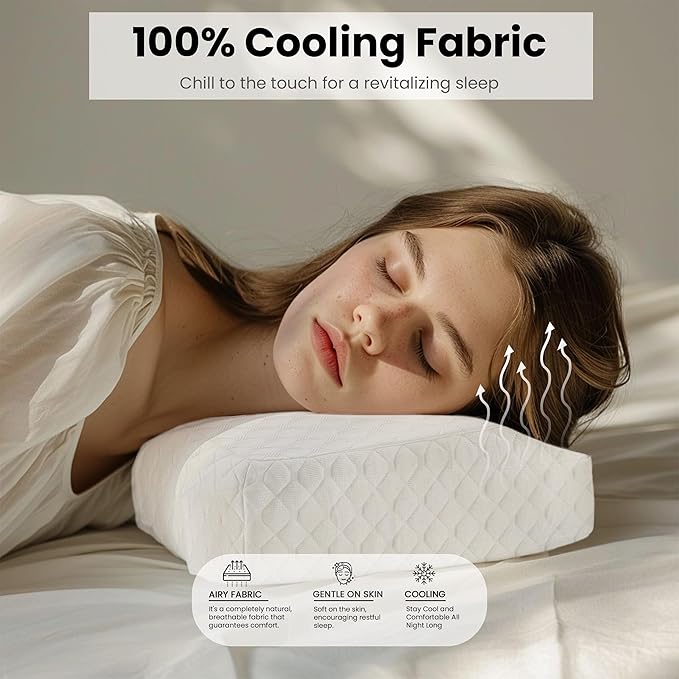 Cube Pillow for Side Sleepers, Pain Reduction Cube Memory Foam Pillow with Extra Pillow Cover | Pillow Cube Provide Head and Neck Support | 24 Inch Square Pillows, White