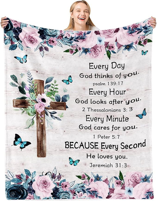 Christian Gifts for Women, Scripture Blanket, Spiritual Gifts for Women, Prayer Blanket, Bible Gifts for Women, Baptism Gifts, Catholic Gifts on Birthday Christmas 50X60 in