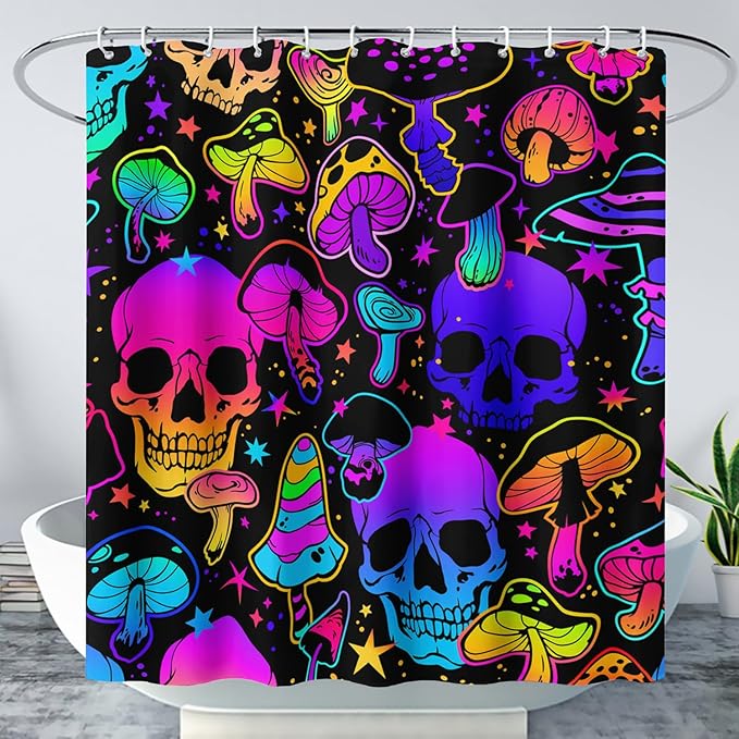 AILONEN Rose Flower Shower Curtain,Colorful Rose Flower Bath Curtain for Kids Girls Women,Modern Romantic Floral Flower Print Polyester Waterproof with 12 Plastic Hooks 36" W*72" H