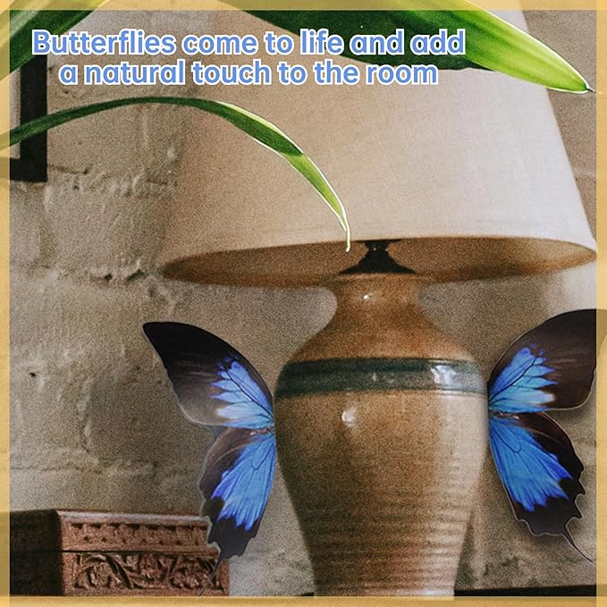 Wall Stickers Butterfly Wing Decorations Creative Wall Decal 3D Butterfly Sticker Decor for Computers Lamps Switches (Multicolor,3 PCS)