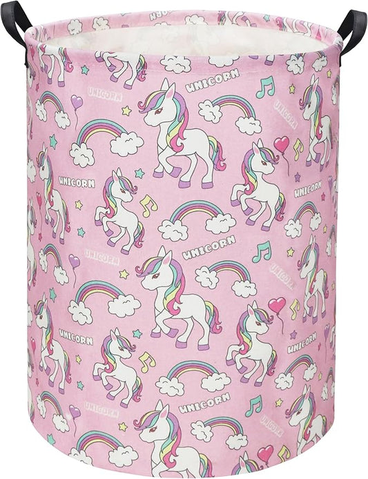 Pink Unicorn Kids Laundry Basket Baby Hamper Unicorn Toy Storage Bin for Boys Room Decor Baby Nursery Hamper Gift Baskets for Bedroom Bathroom(Pink Unicorn)