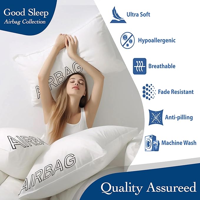 Premium Fluffy & Supportive King Size Bed Pillow for Side Back Stomach Sleepers to Relief Neck Pain, Hotel Quality Feather Down Alternative Soft Pillow for Sleeping, Skin-Friendly Cooling Smooth Cover