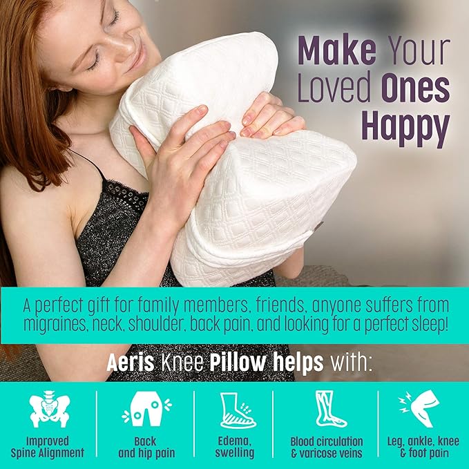Knee Pillow for Side Sleepers -%100 Memory Foam Leg Pillow for Sleeping - Great Between Legs When Sleeping - Helps with Lower Back, Hip, Sciatica Pain, Machine Washable Soft Cover
