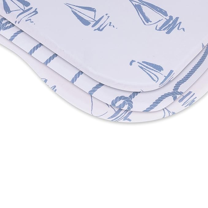 Ely's & Co. Bassinet Sheet 100% Jersey Cotton 2 Pack (Blue Nautical Print)