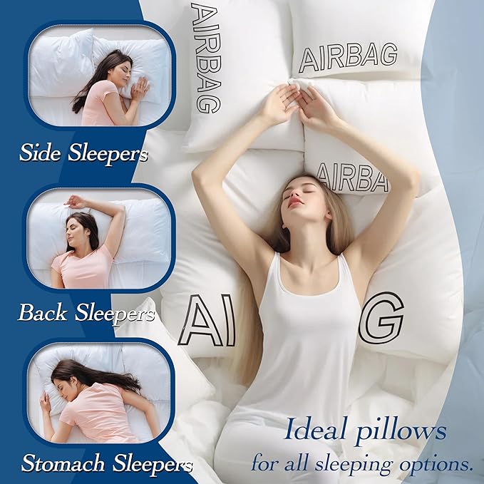 Premium Fluffy & Supportive King Size Bed Pillow for Side Back Stomach Sleepers to Relief Neck Pain, Hotel Quality Feather Down Alternative Soft Pillow for Sleeping, Skin-Friendly Cooling Smooth Cover