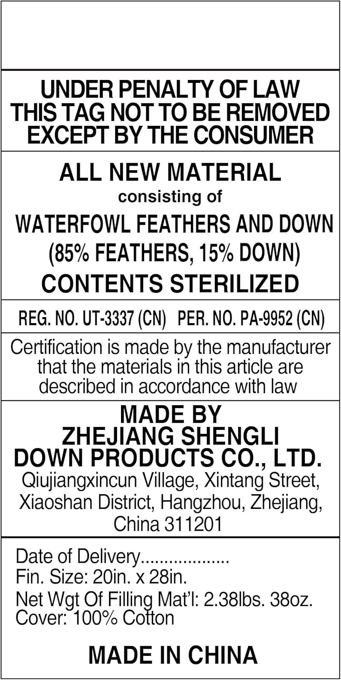 Luxury Goose Feathers Down Pillow Queen Size, Hotel Quality Fluffy Bed Pillow, Soft Pillow for Sleeping, Organic Cotton Cover(20x28”, Pack of 1)