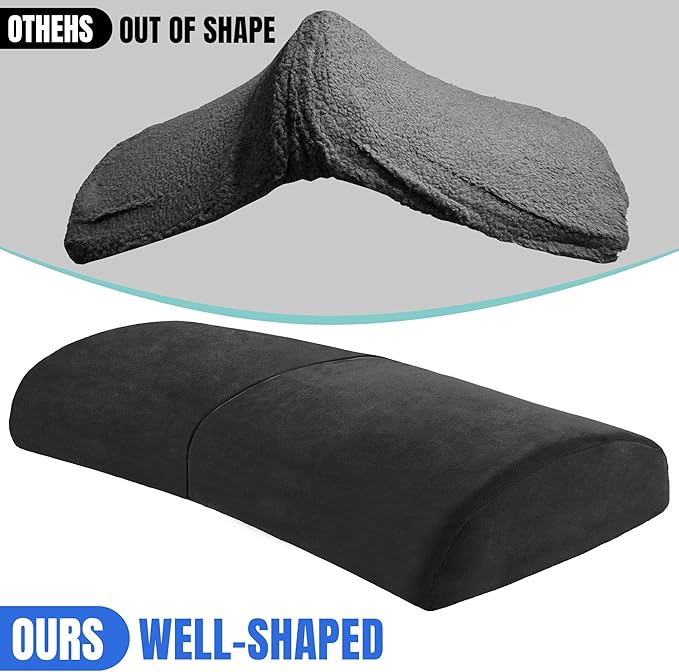 ROYALAY Recliner Leg Rest Cushion with Adjustable Straps Memory Foam Under Knee Pillow for Foot Elevation, Half Moon Leg Pillow Foldable bolster pillow for Waist Back Neck Reduce Pressure,black