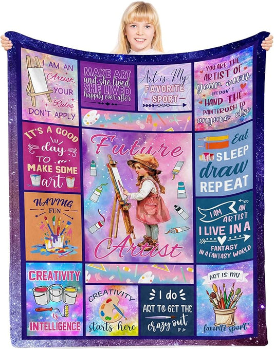 Gifts for Artists, Art Teacher Gifts, Artist Blanket, Art Gifts for Women, Birthday Gift for Art Lovers, Gifts for Artists Women, Painting Blanket on Christmas Birthday 40x50 in