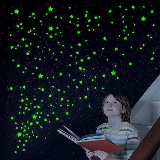 Glow in The Dark Stars for Ceiling, Luminous Wall Sticker, Kids Bedroom Wall Decal, Sticky Fluorescence Star, Gift for Boys and Girls (Green)