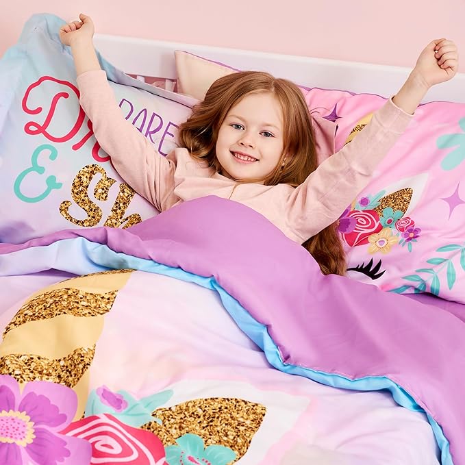 Joiedomi Kid Twin Comforter Set - 5 Piece Unicorn Bedding Set for Boys/Girls - Super Soft Microfiber Bed in a Bag with Comforter, Sheets, Pillowcase & Sham