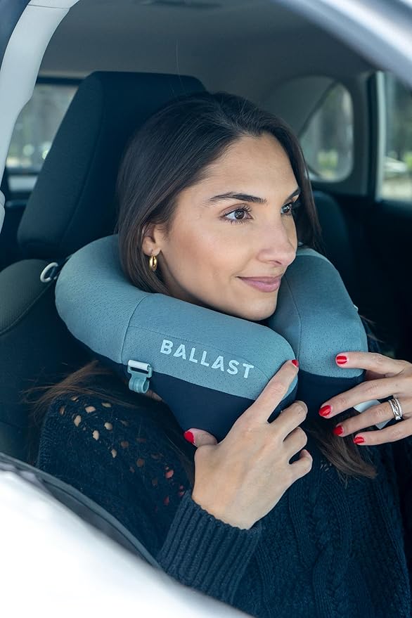 Ballast Travel Pillow PRO - Neck Pillow for Airplane, Beach Pillow, Enjoy Comfort Wherever You Go (Moonlight Grey)