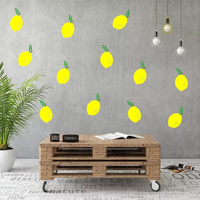 Lemon Wall Decals Lemon Sticker Modern Decals for Bedroom Living Room Kitchen Kids Room Wall Decor Hand Drawn Decal Nursery Wall Decor Y51 (Yellow)