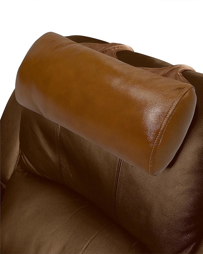 BOWERBIRD Genuine Leather Recliner Head Pillow-Head and Neck Pillow-Headrest Cushion for Neck Pain Relief and Cervical Support
