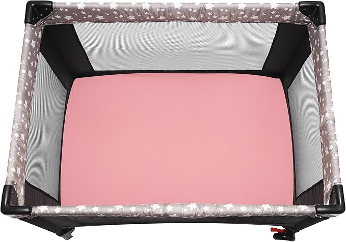 Pack and Play Sheets Fitted, 2 Pack Pack n Play Sheets for Graco Pack n Play Mattress, Unisex Playard Sheets for Boys Girls (Love & Pink, 38 X 26 Inch)