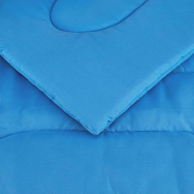 Amazon Basics 5 Piece Microfiber Kid's Bed-in-a-Bag Bedding Set, Twin, Blue, Solid