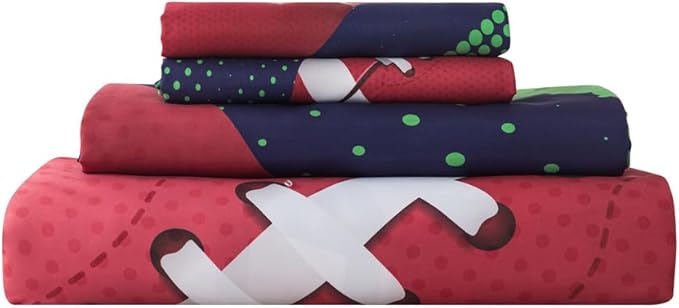 qjmiaofang Kids American Football Sheet Set Full Size for Boys Football Sheets Sports Sheets 4Pieces Sport Play Football Bedding Set Rugby Bed Sheets 1 Flat Sheet 1 Fitted Sheet 2 Pillowcases