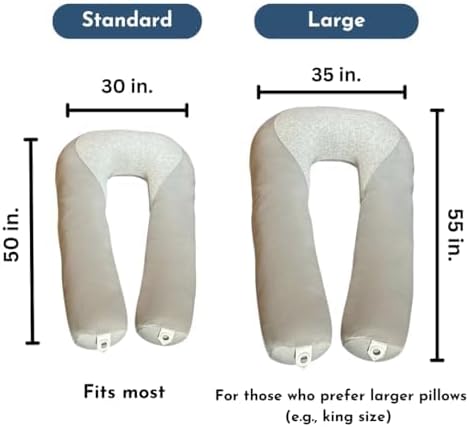 Plufl Hugl Standard Size Cooling Body Pillow for Adults U Shaped Maternity Pillow Great for Side Sleepers & Pregnant Women | Washable Cover | White