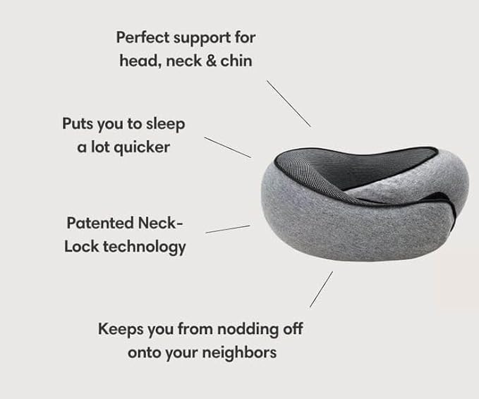 Travel Pillow, Memory Foam Travel Pillow, U-Shaped Pillow for Airplanes, Car, Office, Sleeping Upright (Dark Grey), 15612