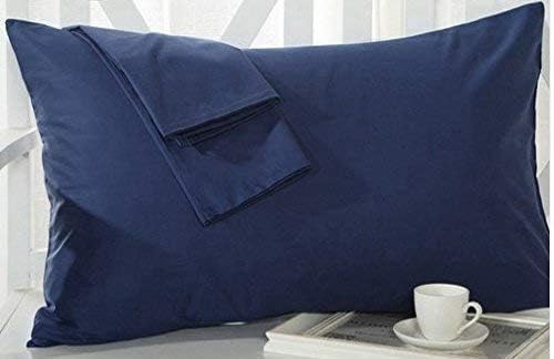 800 Thread Count 100% Egyptian Cotton Toddler Pillowcases Set of 2, Super Soft and Breathable Zipper Closer Travel Pillow Cases, 13x18 Inches, Navy Blue Solid