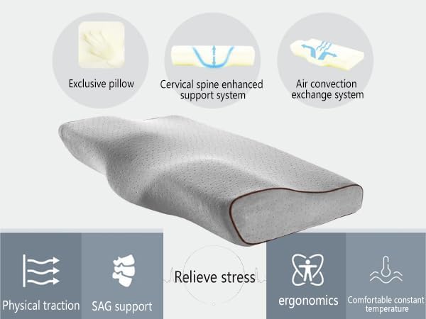 Cervical Anti Snore Pillows - Ergonomic Neck Support Pillow for Neck & Shoulder Pain Relief - Back,Stomach Sleepers,Cervical Neck Pillow,Memory Foam Pillows (Hydrophilic Cotton Pillowcase)