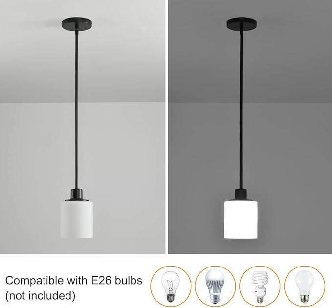 Black Pendant Lights Kitchen Island - Milk Glass Pendant Light Fixture Multiple Stems Rods 3 Units 12 Inch 3 Units 4 Inch (2 Pack Black Downrod)