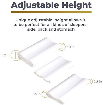 Royal Therapy Travel Memory Foam Pillow, Neck Pillow Bamboo Adjustable Side Sleeper Pillow (Travel 18 x 12 x 5)