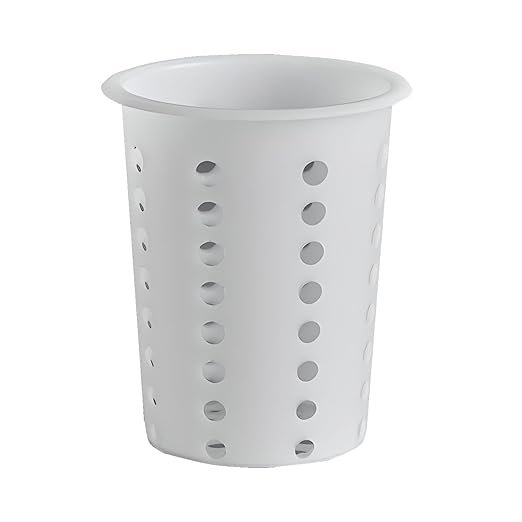OCS Parts Perforated Utensil Drying Cups | White | Set of 3 | Plastic Flatware Holder Cylinders for Kitchen Counter Organization