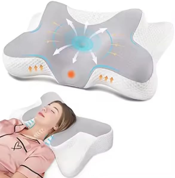 Cervical Memory Foam Contour Pillow BONNE NUIT for Neck and Shoulder Pain Cooling Gel Infused Soft Feeling Memory Foam Contour Bed Pillow with Customized Size for Your Best Sleeping Nights