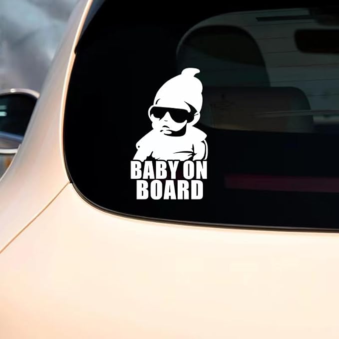 4PCS【Baby on Board】2White Stickers for Car & 【Baby on Board】2Black Decals for Cars, Baby Safety Car Signs, Funny Baby Car Stickers